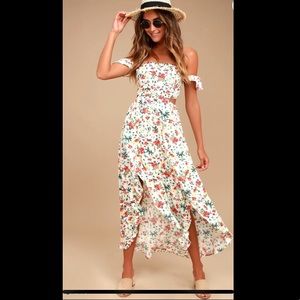 Lush Floral Print Off the Shoulder Midi Dress NWT
